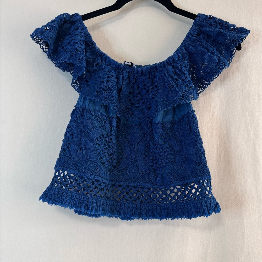 Theodora Women’s Blue Off The Shoulder Top Size M